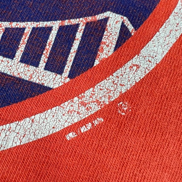 VTG Nike New York Met Center Swoosh Ringer Shirt Extra Large Orange Thrashed Tee - Picture 3 of 16